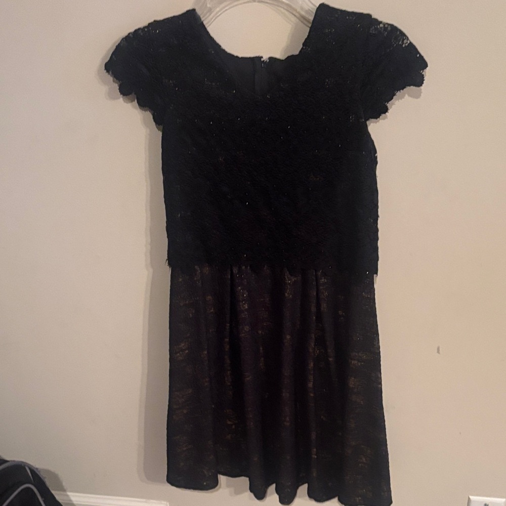 Classic Black Lace Fit-and-Flare Girls' Party Dress